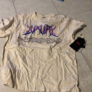 Men's Beige Graphic Tee with Abstract Design